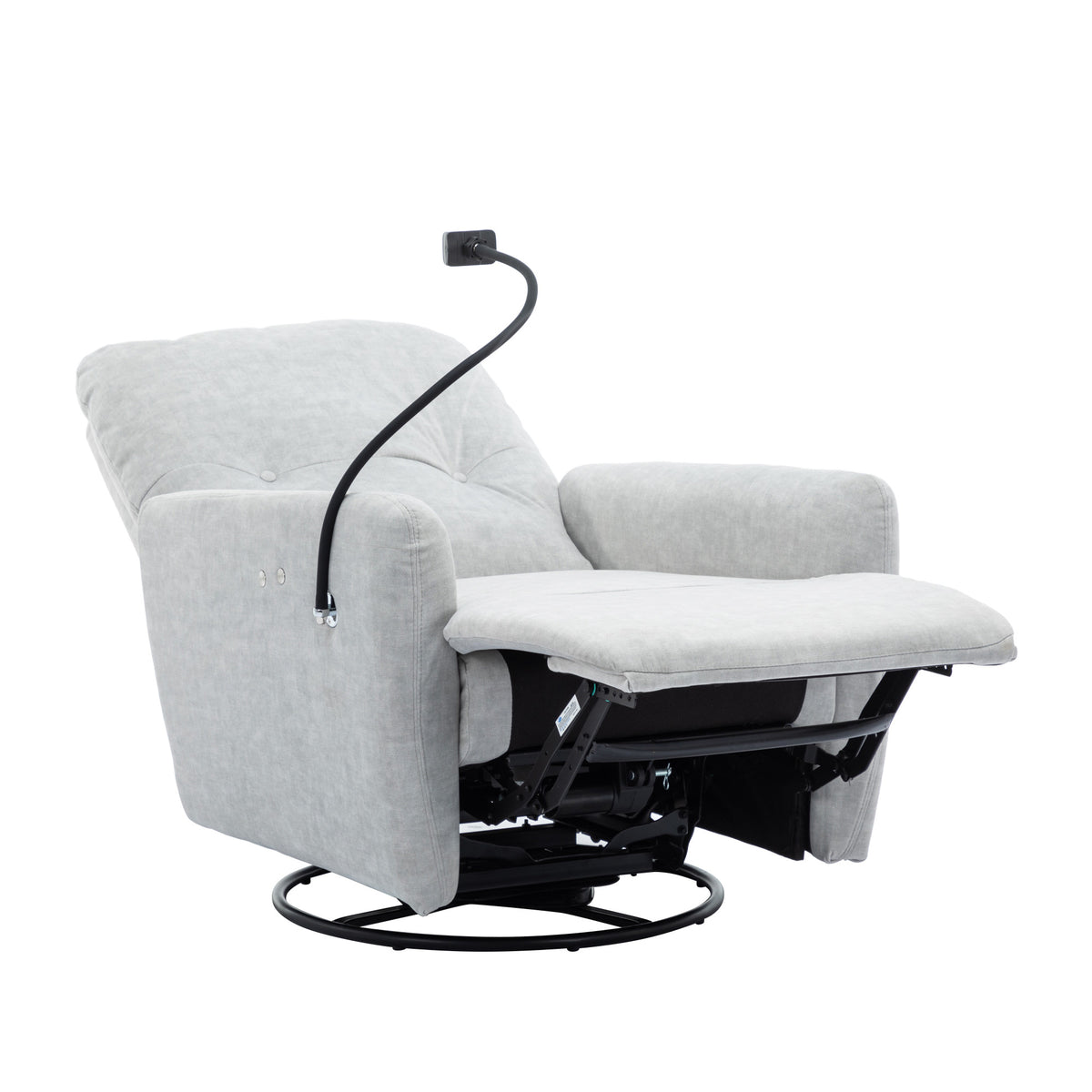 270 Degree Swivel Electric Recliner Home Theater Seating Single Reclining Sofa Rocking Motion Recliner With A Phone Holder For Living Room, Grey Grey Foam Polyester
