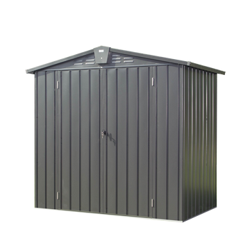 Outdoor Storage Shed 6.5'X 4.2', Metal Garden Shed For Bike, Trash Can, Tools, Lawn Mowers,Galvanized Steel Outdoor Storage Cabinet With Lockable Door For Backyard, Patio, Lawn 6.5X4.2Ft, Black Black Metal