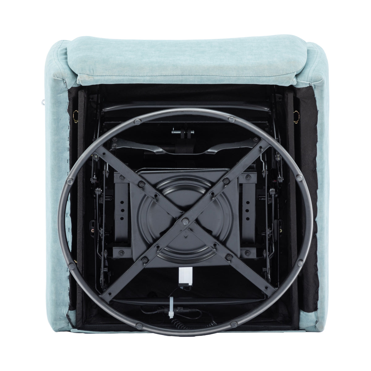270 Degree Swivel Electric Recliner Home Theater Seating Single Reclining Sofa Rocking Motion Recliner With A Phone Holder For Living Room, Blue Blue Foam Polyester