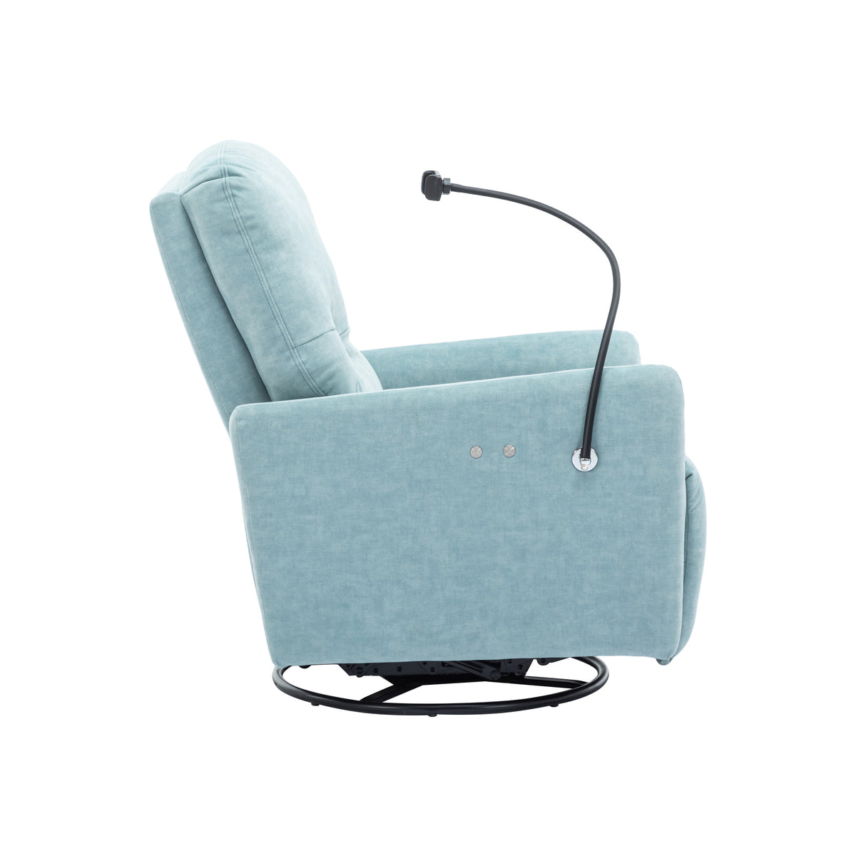 270 Degree Swivel Electric Recliner Home Theater Seating Single Reclining Sofa Rocking Motion Recliner With A Phone Holder For Living Room, Blue Blue Foam Polyester