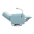 270 Degree Swivel Electric Recliner Home Theater Seating Single Reclining Sofa Rocking Motion Recliner With A Phone Holder For Living Room, Blue Blue Foam Polyester