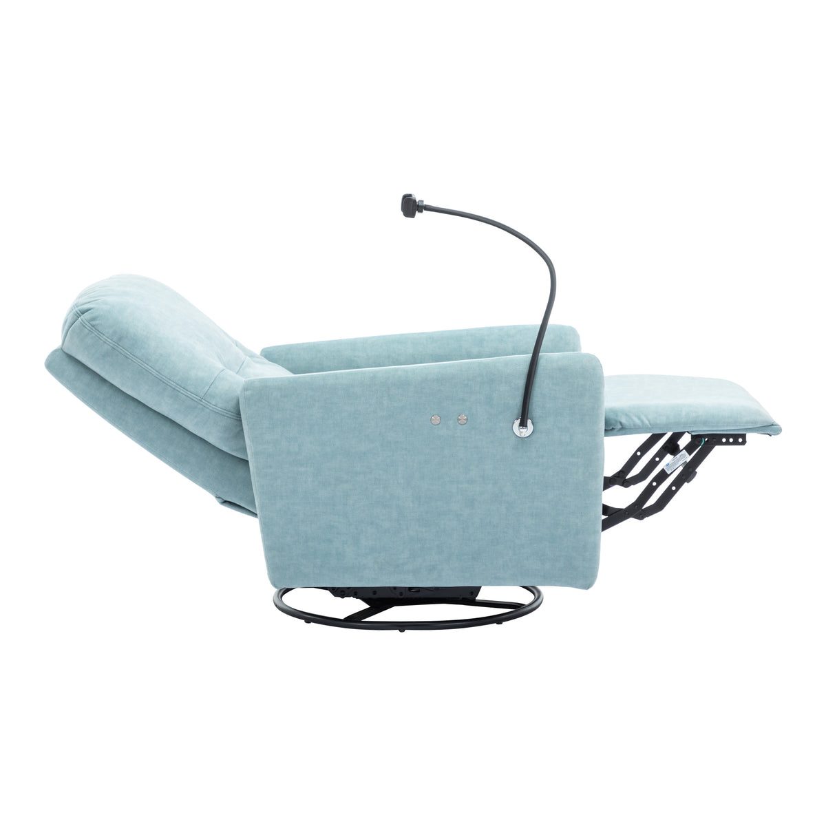 270 Degree Swivel Electric Recliner Home Theater Seating Single Reclining Sofa Rocking Motion Recliner With A Phone Holder For Living Room, Blue Blue Foam Polyester