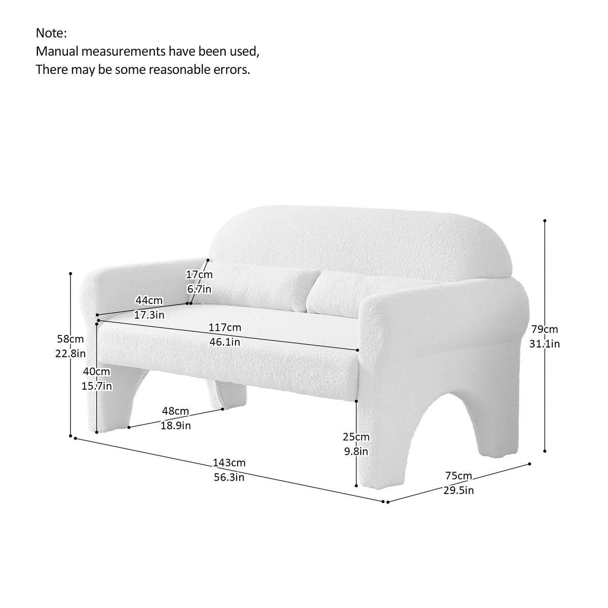 Modern Boucle Seat For Living Room Yellow Foam 2 Seat