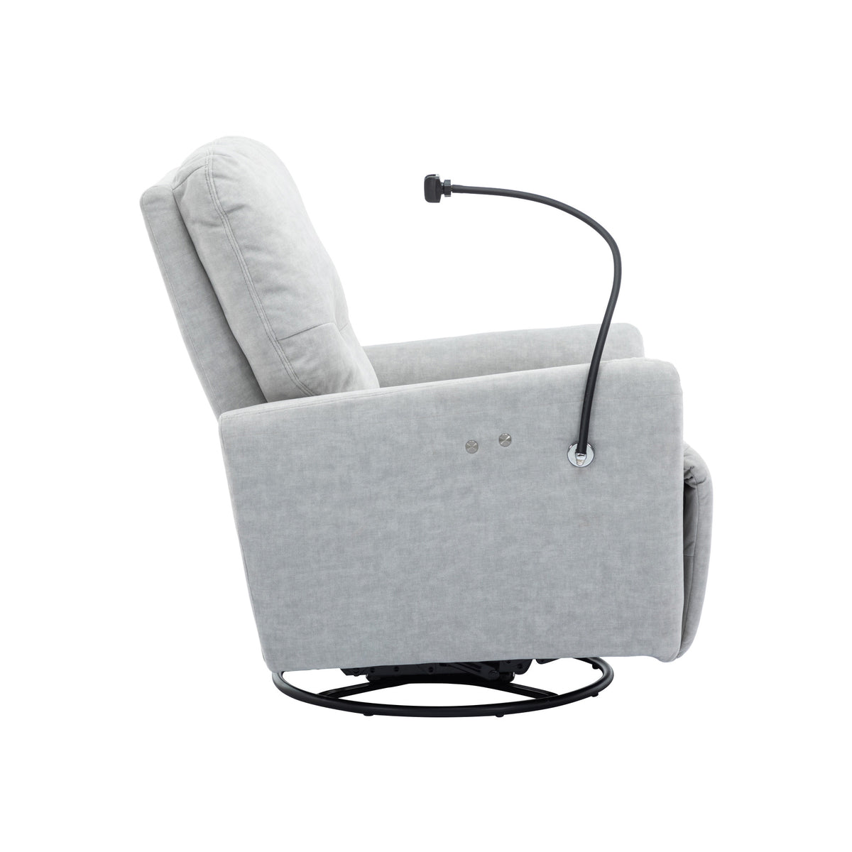 270 Degree Swivel Electric Recliner Home Theater Seating Single Reclining Sofa Rocking Motion Recliner With A Phone Holder For Living Room, Grey Grey Foam Polyester