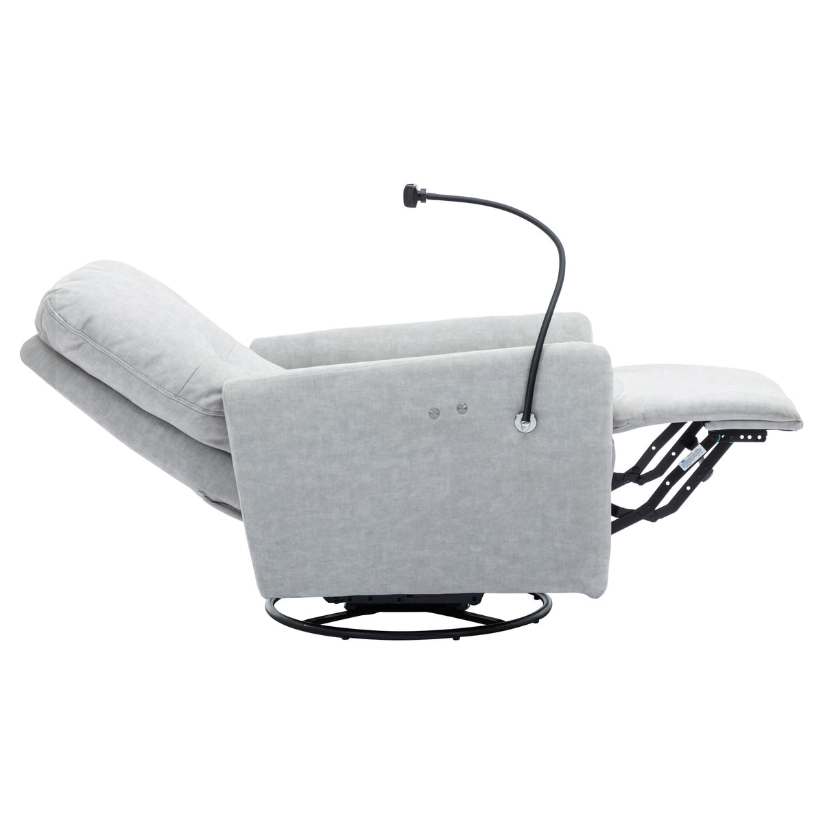 270 Degree Swivel Electric Recliner Home Theater Seating Single Reclining Sofa Rocking Motion Recliner With A Phone Holder For Living Room, Grey Grey Foam Polyester