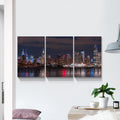 3 Panels Framed Canvas City Night Scape Wall Art Decor,3 Pieces Mordern Canvas Painting Decoration Painting For Chrismas Gift, Office,Dining Room,Living Room, Bathroom, Bedroom Decor Ready To Hang Rectangle Framed Multicolor Oversized 41In Canvas Cities