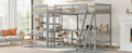 Wood Twin Size L Shaped Loft Bed With Ladder And 2 Built In L Shaped Desks, Gray Box Spring Not Required Twin White Wood Bedroom Solid Wood Mdf