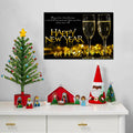 Framed Canvas Wall Art Decor Painting For Year, Golden Happy Year Bless Champagne Gift Painting For Year For Chrismas Eve Office Living Room, Bedroom Decor 4028In Thickness 1.5Inch Rectangle Framed Multicolor Year'S Oversized 41In Canvas Cultures And