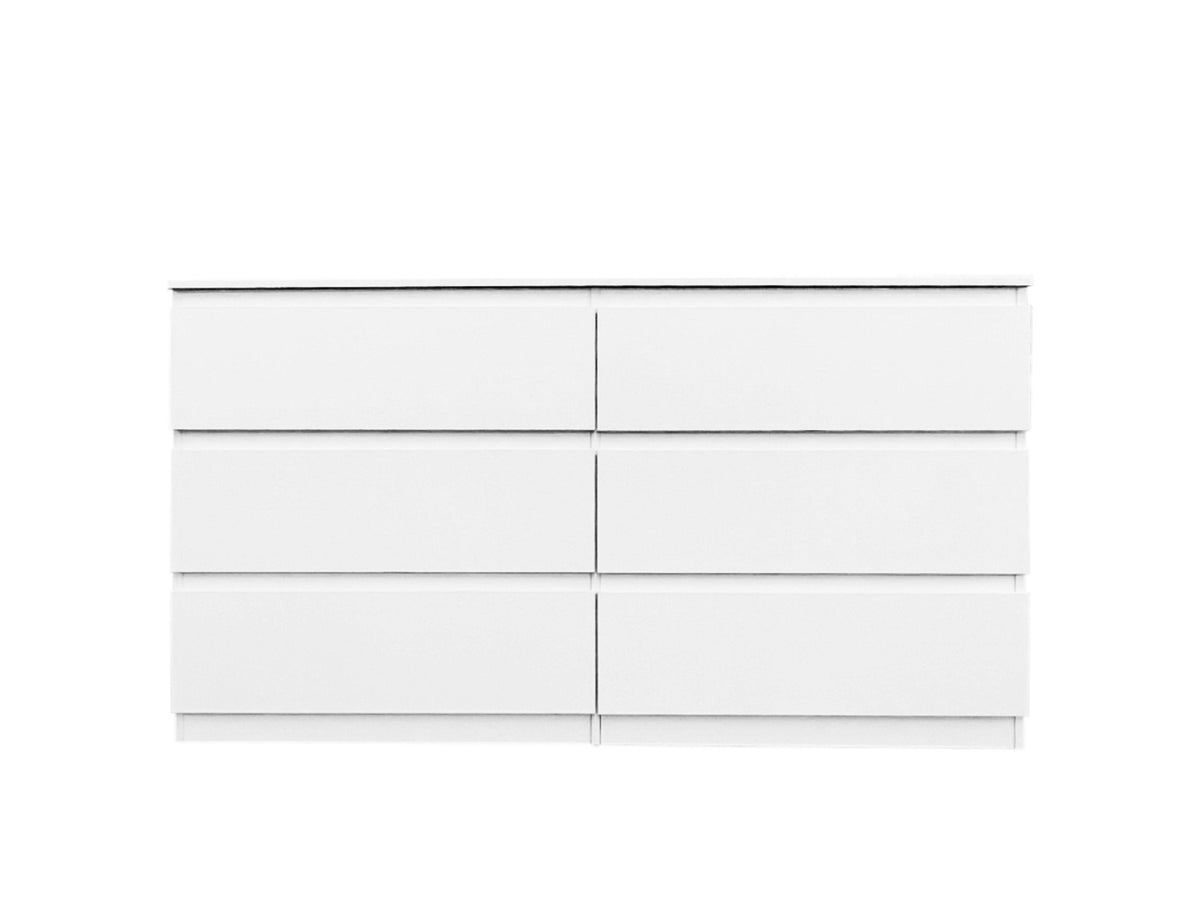 6 Drawer Double Dresser For Bedroom Living Room Hallway,White White Particle Board Mdf