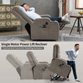 Infinite Position Single Motor Up To 350 Lbs Power Lift Recliner Chair For Elderly, Heavy Duty Motion Mechanism With 8 Point Vibration Massage And Lumbar Heating, Usb Charging Port, Cup Holders, Brown White Metal Primary Living Space Heavy Duty Pine