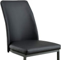 Contemporary Dark Gray Set Of 2Pc Side Chairs Kitchen Dining Room Metal U Shaped Basepadded Cushions Parsons Style Chair Black Gray Dining Room Contemporary,Modern Dining Chairs Solid Back Wood Metal
