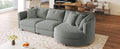 Three Indoor Cushioned Combination Sofas With Three Pillows And Curved Seat, For Living Room, Study Room, And Apartment Gray Polyester