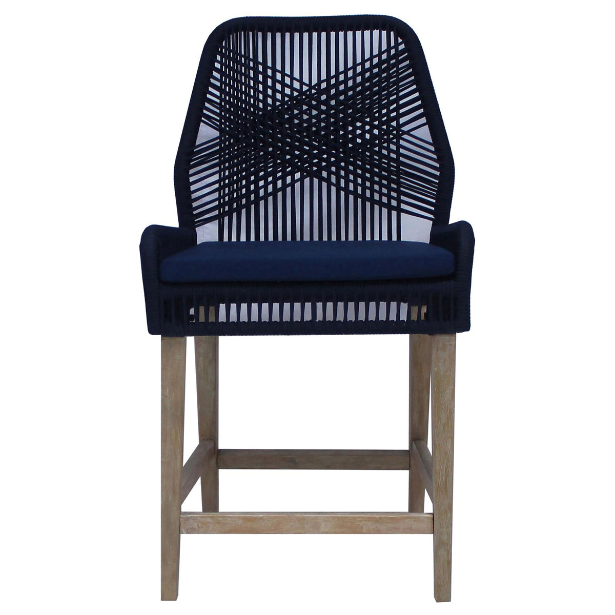 Dark Blue And Weathered Wash Counter Height Stools Set Of 2 Solid Blue Light Brown Dining Room Foam Wipe Clean Coastal Dining Chairs Mahogany Open Back Woven Rope