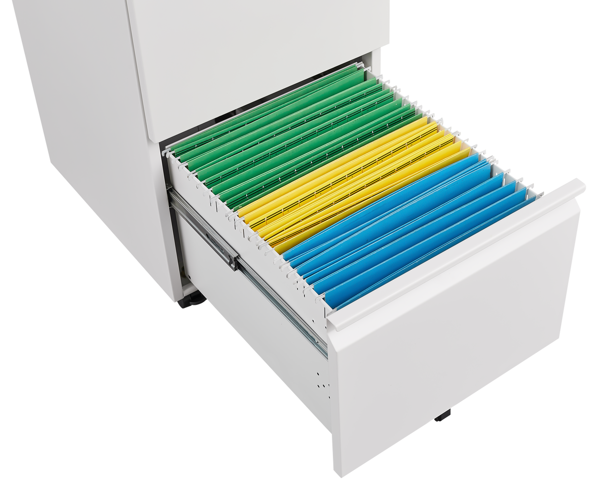 Metal 2 Drawer Mobile File Cabinet With Lock, Under Desk Office Steel Filing Cabinet, 25.6''H Legal Letter Size Files Storage Cabinet,White Filing Cabinets 1 2 Drawers White Office Mobile Steel