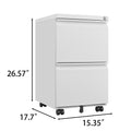 Metal 2 Drawer Mobile File Cabinet With Lock, Under Desk Office Steel Filing Cabinet, 25.6''H Legal Letter Size Files Storage Cabinet,White Filing Cabinets 1 2 Drawers White Office Mobile Steel