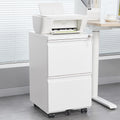 Metal 2 Drawer Mobile File Cabinet With Lock, Under Desk Office Steel Filing Cabinet, 25.6''H Legal Letter Size Files Storage Cabinet,White Filing Cabinets 1 2 Drawers White Office Mobile Steel
