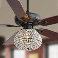 52 Inch Crystal With 3 Speed Wind 5 Plywood Blades Remote Control Reversible Ac Motor Black Mdf