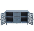 2 Door 3 Drawer Cabinet, American Furniture, Suitable For Bedroom, Living Room, Study Blue Particle Board