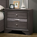 Contemporary 1Pc Nightstand Gray Finish Silver Accents Hidden Jewelry Drawer Nickel Round Knob Bedside Table Bedroom Furniture Gray Gray 2 Drawers Bedroom Bedside Cabinet Contemporary,Modern,Transitional Rubberwood Drawers Solid Wood