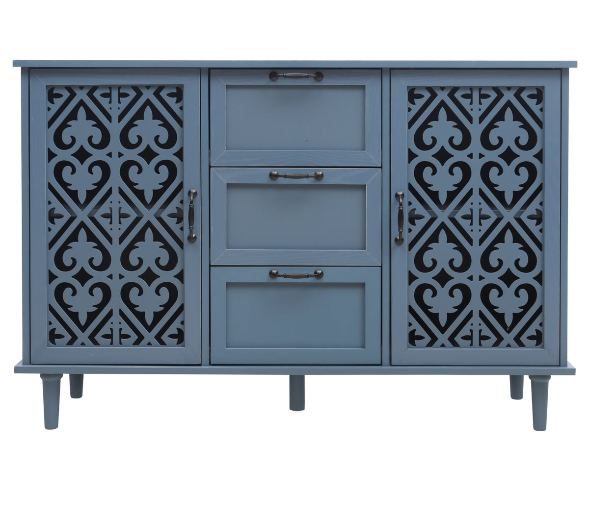 2 Door 3 Drawer Cabinet, American Furniture, Suitable For Bedroom, Living Room, Study Blue Particle Board