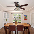 52 Inch Crystal With 3 Speed Wind 5 Plywood Blades Remote Control Reversible Ac Motor Black Mdf