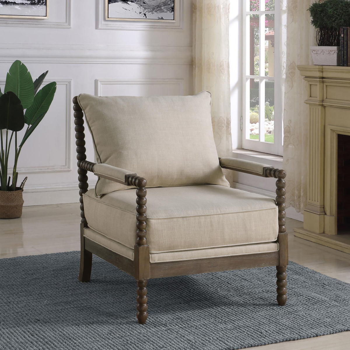 Beige And Natural Removable Back Accent Chair Beige Light Brown Primary Living Space Traditional Foam Fabric