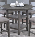 Counter Height Dining Table W Storage Shelve 4X Chairs Padded Seat Unique Design Back 5Pc Dining Set Gray Color Wood Gray Seats 4 Gray Dining Room Contemporary,Modern Round Dining Table With Chair Rubber Wood