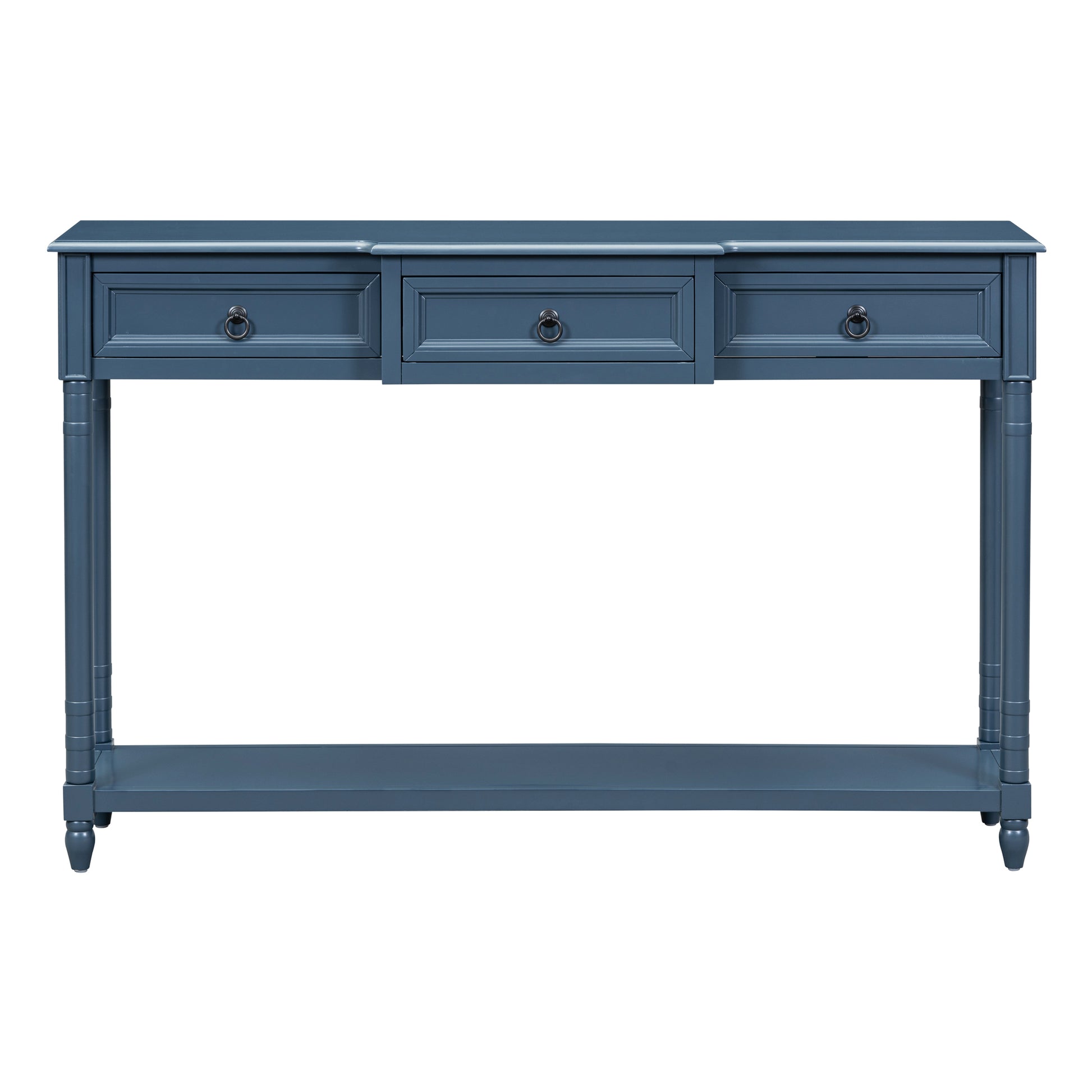 Console Table Sofa Table With Drawers For Entryway With Projecting Drawers And Long Shelf Antique Navy, Old Sku: Wf189574Aam Antique Navy Solid Wood Mdf
