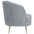 Grey And Gold Upholstered Tufted Chair Grey Primary Living Space Contemporary,Modern Eucalyptus Foam Velvet