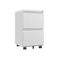 Metal 2 Drawer Mobile File Cabinet With Lock, Under Desk Office Steel Filing Cabinet, 25.6''H Legal Letter Size Files Storage Cabinet,White Filing Cabinets 1 2 Drawers White Office Mobile Steel