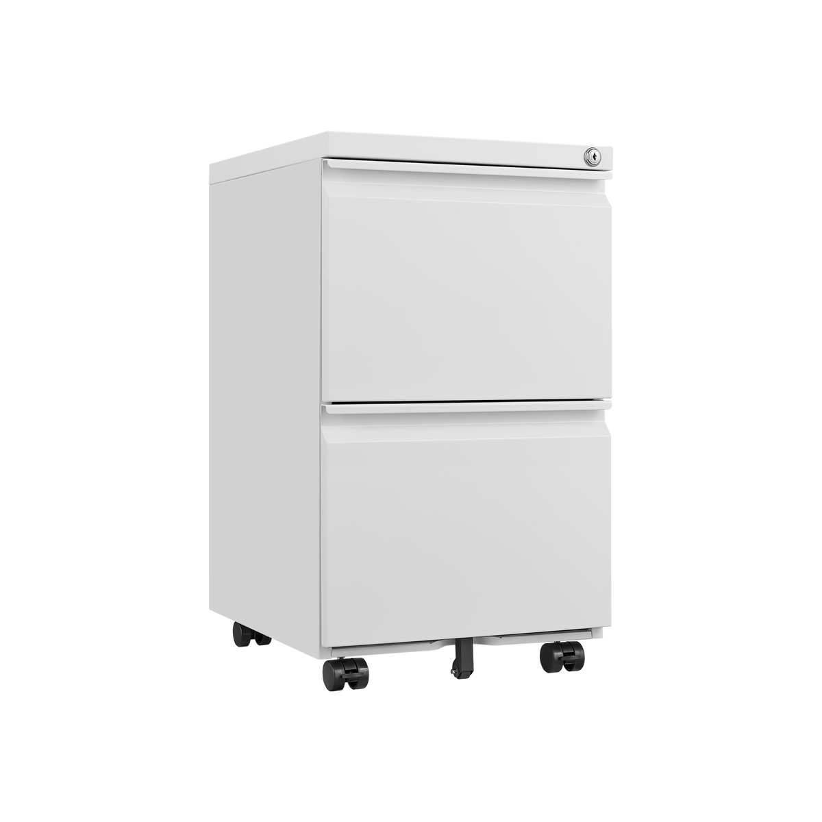 Metal 2 Drawer Mobile File Cabinet With Lock, Under Desk Office Steel Filing Cabinet, 25.6''H Legal Letter Size Files Storage Cabinet,White Filing Cabinets 1 2 Drawers White Office Mobile Steel