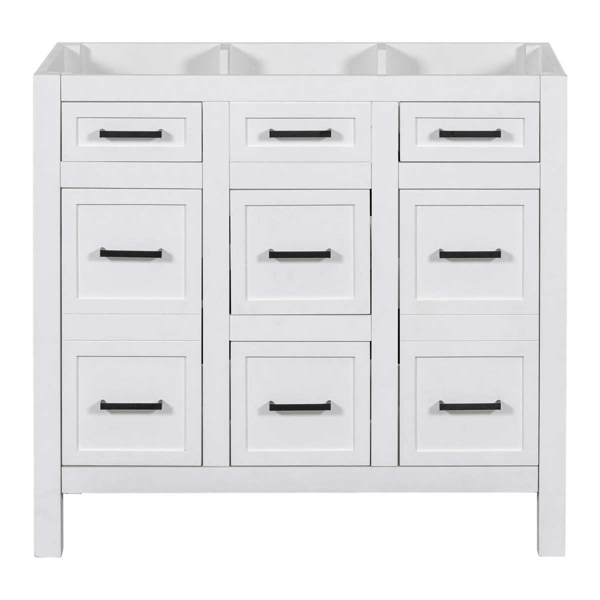 Cabinet Only 36" White Bathroom Vanity Sink Not Included White Solid Wood Mdf
