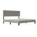 King Bed Frame With Headboard,Sturdy Platform Bed With Wooden Slats Support,No Box Spring,Mattress Foundation,Easy Assembly Light Grey Wood