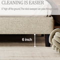 Queen Size Panel Bed Frame With Adjustable Button Tufted Headboard For Bedroom Linen Upholstered Wood Slat Support Easy Assembly,Linen Beige Beige Wood