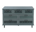 7 Drawer Cabinet, American Furniture, Suitable For Bedroom, Living Room, Study Dark Green Particle Board