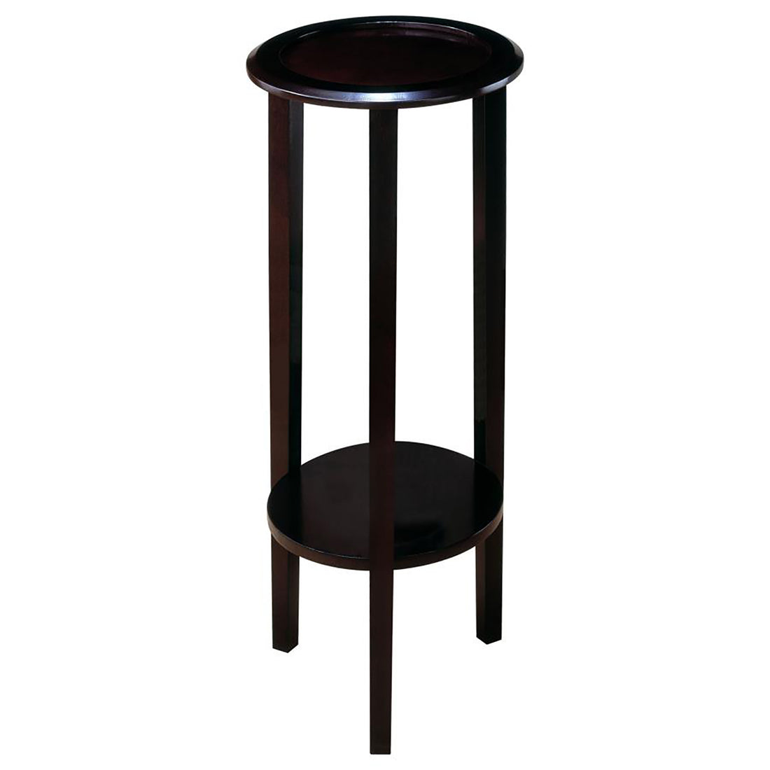 Espresso Round Accent Table Espresso Espresso Primary Living Space Transitional Rubberwood Round Shelves Coffee & End Tables Wood