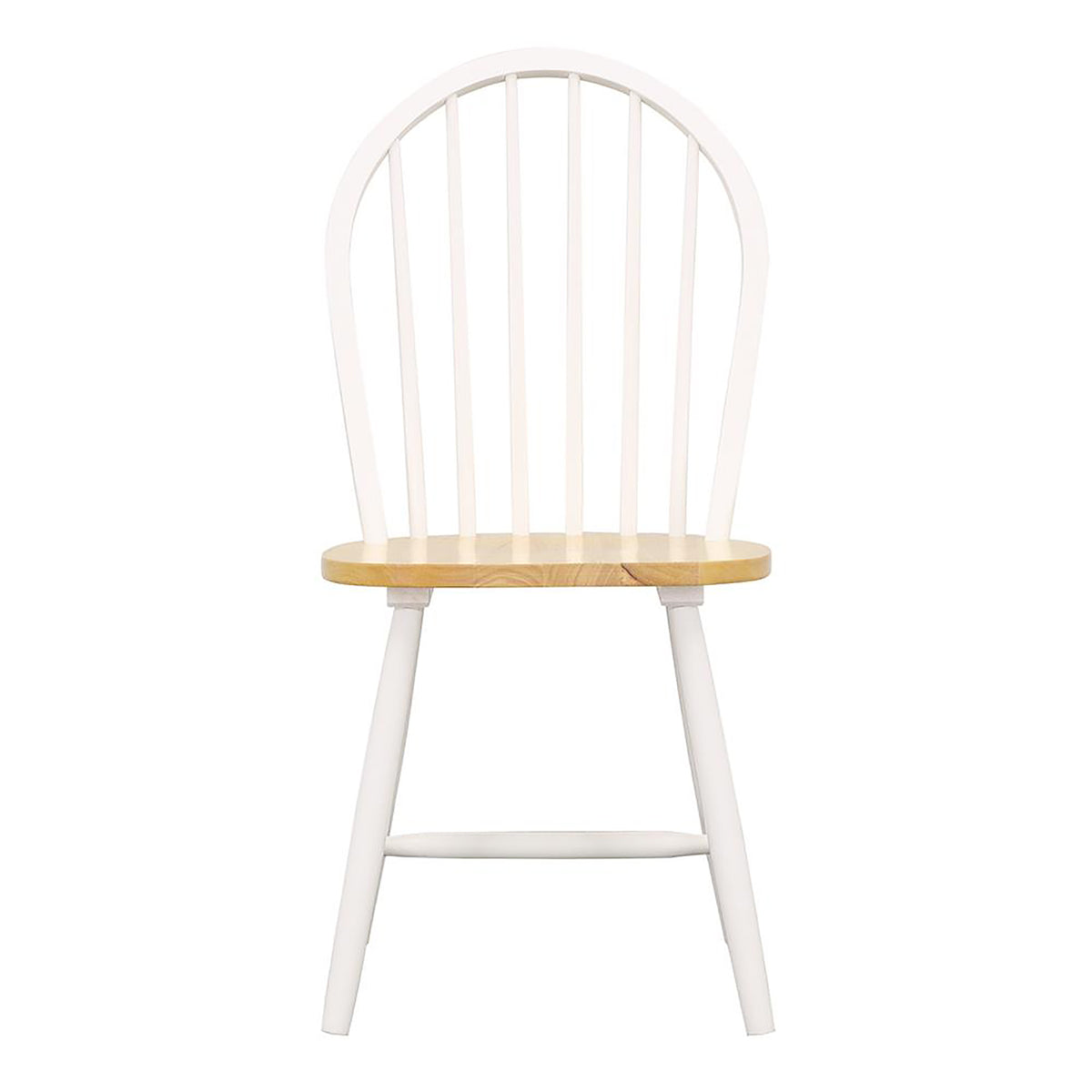 Natural Brown And White Spindle Back Side Chairs Set Of 4 Solid Natural White Dining Room Wipe Clean Farmhouse,Rustic Side Chair Rubberwood Slat Back Wood