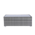 8 Piece Patio Sectional Wicker Rattan Outdoor Furniture Sofa Set With One Storage Box Under Seat And Cushion Box Grey Wicker Black Cushion Clear Glass Top Yes Complete Patio Set Black Grey Rust Resistant Frame Mildew Resistant Cushion Garden & Outdoor
