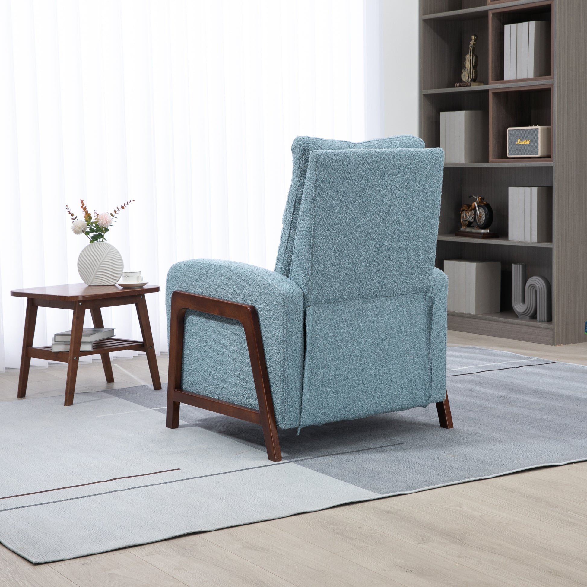 Coolmore Recliner Chair Adjustable Home Theater Single Fabric Recliner Sofa Furniture With Thick Seat Cushion And Backrest Modern Living Room Recliners Light Blue Boucle