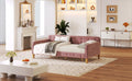 Twin Size Upholstered Daybed With 4 Support Legs, Pink Twin Pink Upholstered