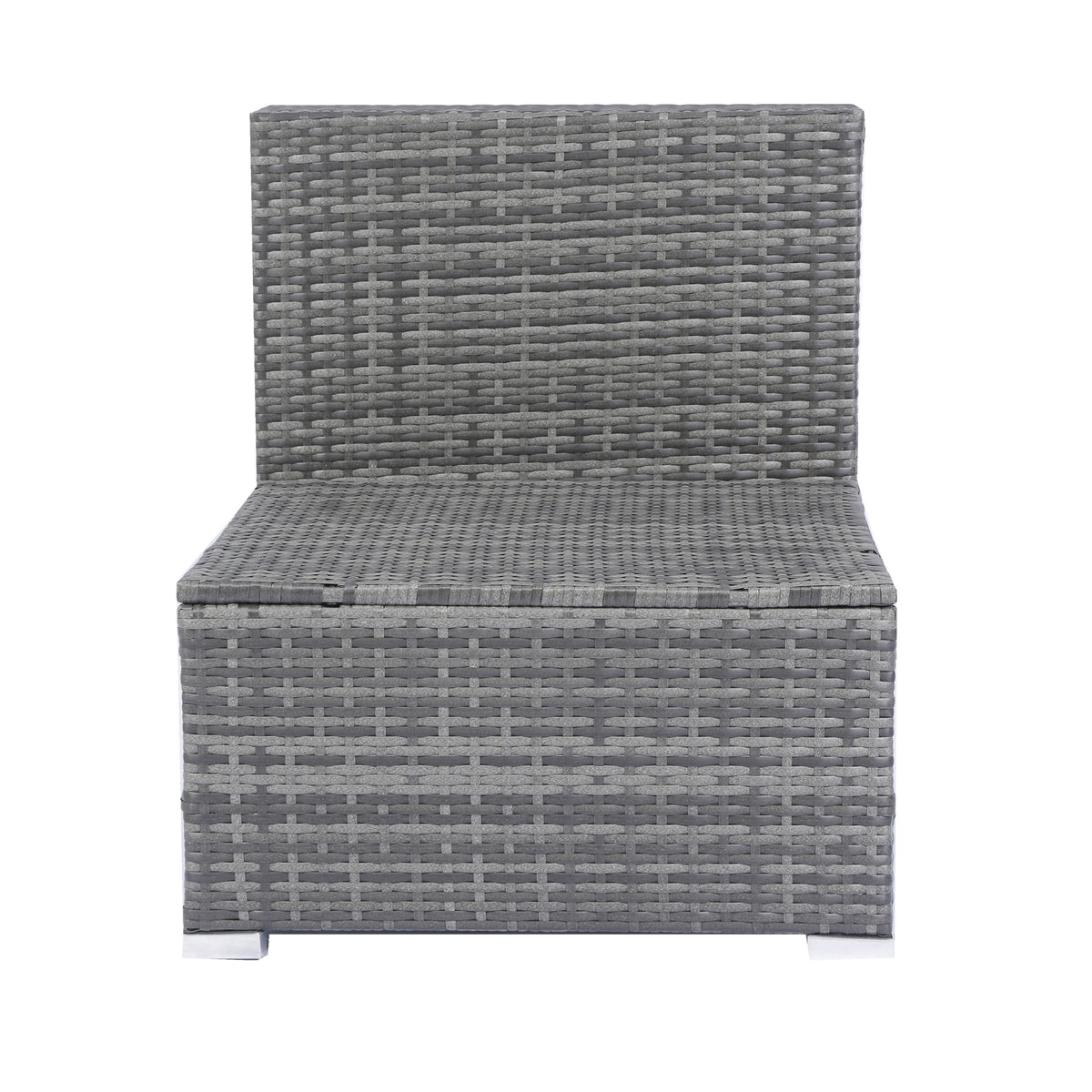 8 Piece Patio Sectional Wicker Rattan Outdoor Furniture Sofa Set With One Storage Box Under Seat And Cushion Box Grey Wicker Black Cushion Clear Glass Top Yes Complete Patio Set Black Grey Rust Resistant Frame Mildew Resistant Cushion Garden & Outdoor