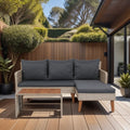 3 Piece Patio Sectional Wicker Rattan Outdoor Furniture Sofa Set Natural Yellow Wicker Dark Grey Cushion Yes Complete Patio Set Dark Grey Rust Resistant Frame Mildew Resistant Cushion Garden & Outdoor Modern Complete Patio Sets Fiber Foam Pads Pe Rattan