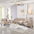 Modern 3 Person Seat Sofa Couch With Scooped Armrest Wood Legs,Upholstered Velvet 3 Seat Sofa With Removable Cushions For Livingroom Bedroom,Taupe Taupe Espresso Velvet Wood Primary Living Space Medium Soft Cushion Back American Design Rubberwood Square