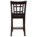 Black And Espresso Lattice Back Counter Height Stools Set Of 2 Solid Brown Espresso Dining Room Foam Spot Clean Transitional Rubberwood Open Back Foam Faux Leather