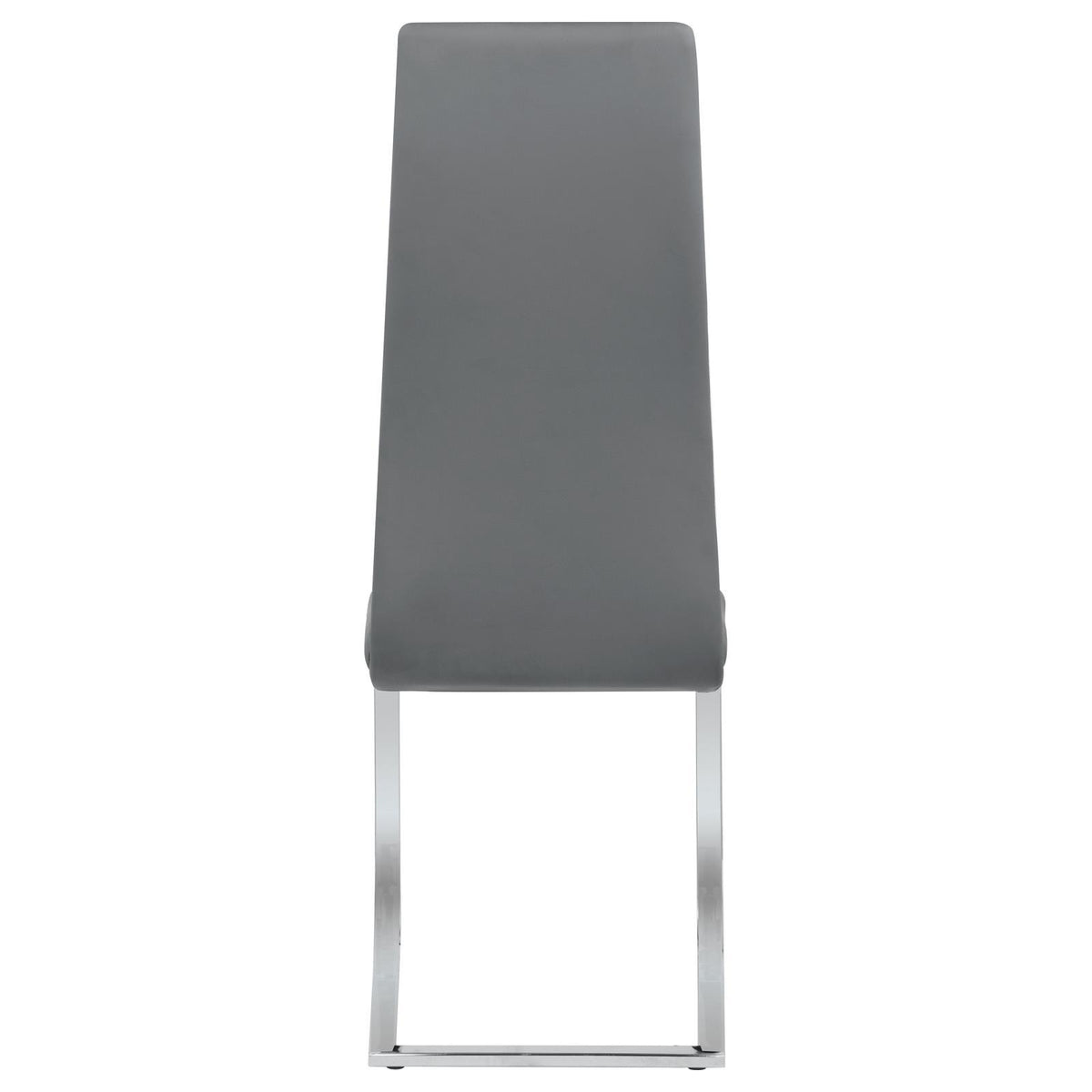 Grey And Chrome High Back Side Chairs Set Of 4 Solid Grey Dining Room Foam Spot Clean Contemporary,Modern Side Chair Solid Back Foam Faux Leather
