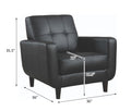 Black Track Arm Accent Chair Black Primary Living Space Contemporary,Modern Rubberwood Foam Faux Leather