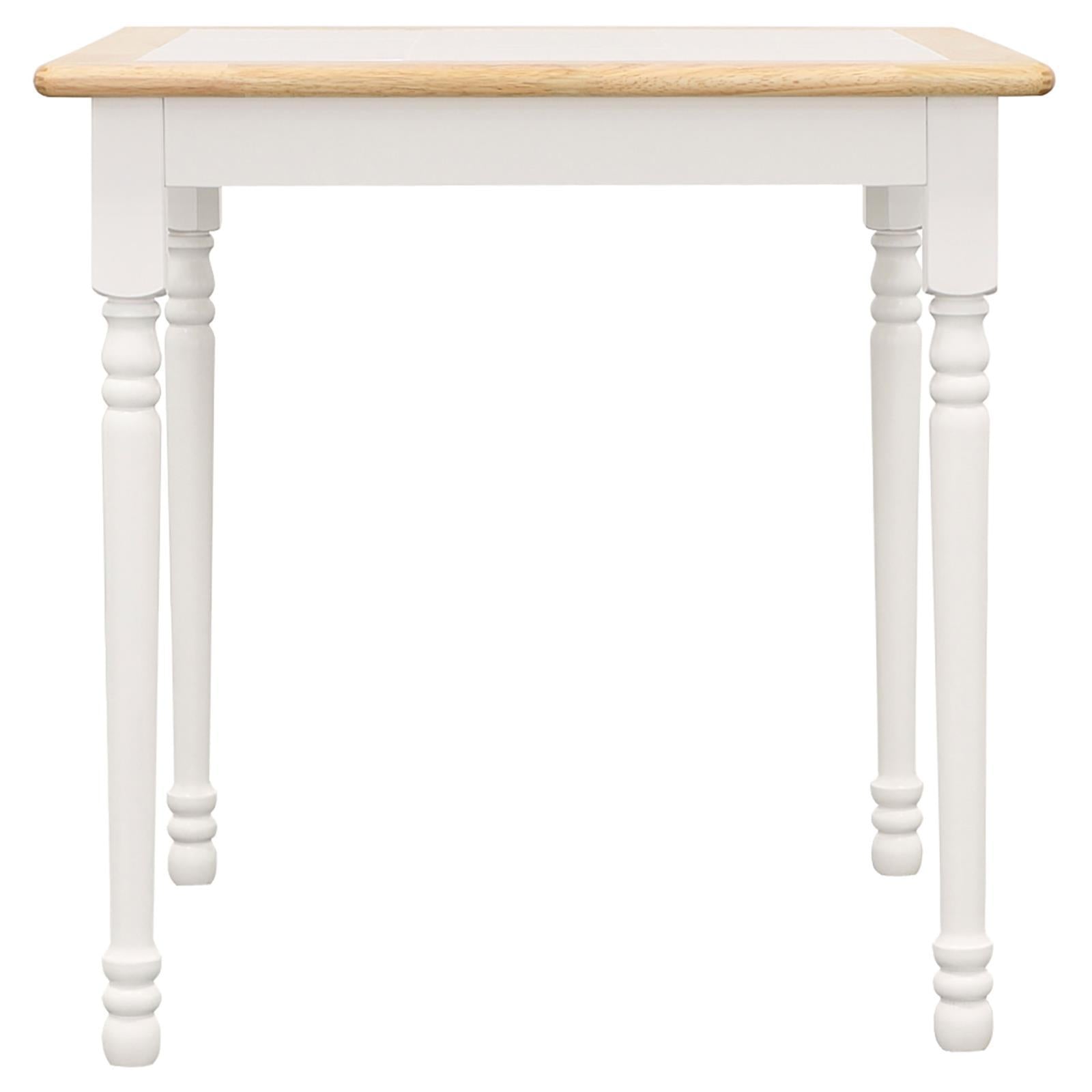 Natural And White Dining Table Natural Brown Dining Room Farmhouse,Rustic Freestanding Rubberwood Square Kitchen & Dining Tables Wood