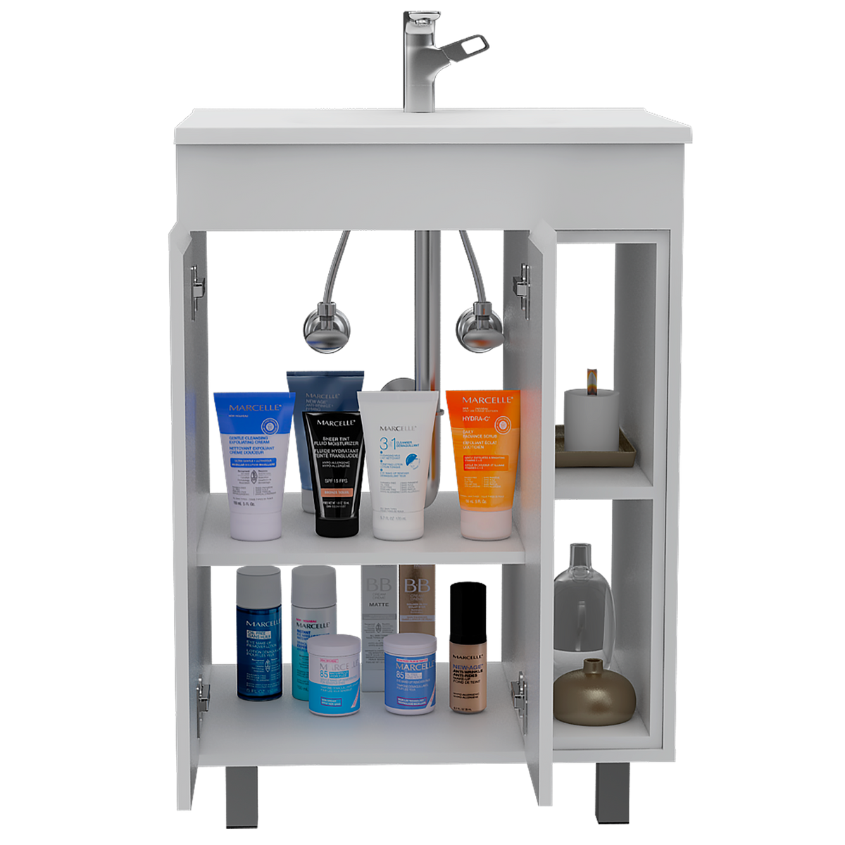 Vanity Akron, Bathroom, White White Particle Board Particle Board