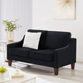 Modern Loveseat Sofa For Living Room, Upholstered Velvet Small Couch With Wooden Legs For Livingroom Bedroom, Black Black Espresso Velvet Wood Primary Living Space Medium Soft Cushion Back American Design Rubberwood Square Arms Foam Velvet 2 Seat