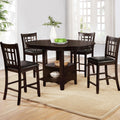 Black And Espresso Lattice Back Counter Height Stools Set Of 2 Solid Brown Espresso Dining Room Foam Spot Clean Transitional Rubberwood Open Back Foam Faux Leather